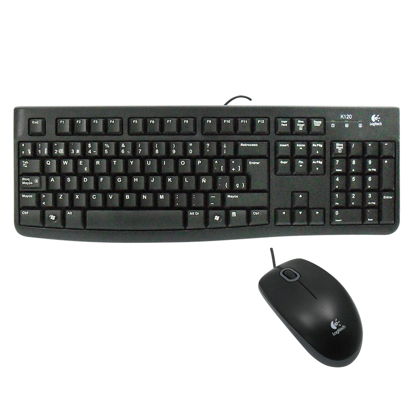 Kit Teclado y Mouse Logitech MK120, USB, Negro